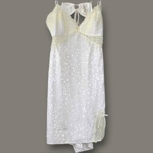White Chemise with Spaghetti Straps and Bow Detail